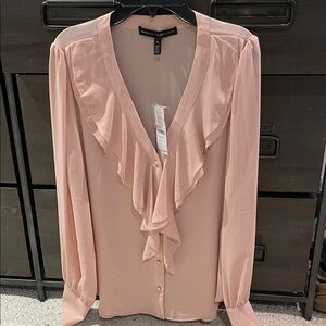 WHBM White House Black Market Blush Ruffle Blouse. NWT sz small